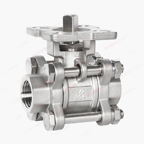 Three piece high platform threaded ball valve