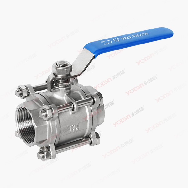 Three piece threaded ball valve