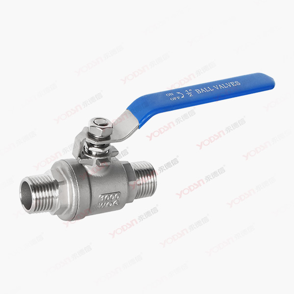 Two piece double outer thread ball valve